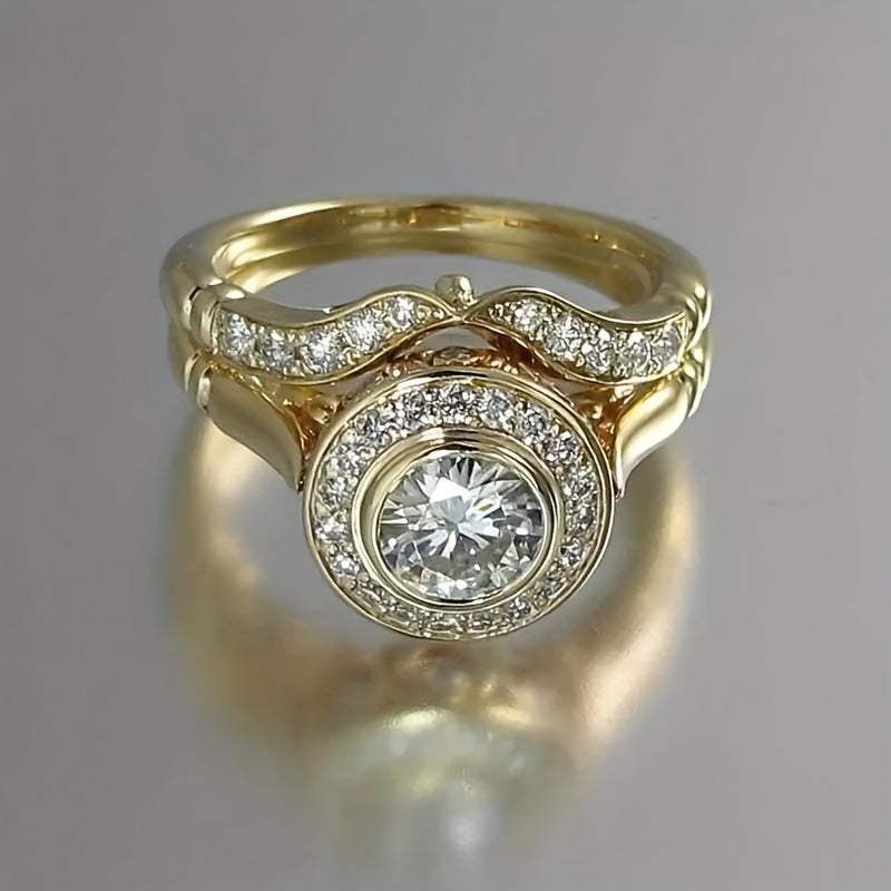 Two 18K Gold Plated 18K Gold Plated-Plated Rings, Perfect Presents for Weddings And Celebrations, Stylish Additions for Valentine'S Day, Christmas, Birthdays, And Anniversaries