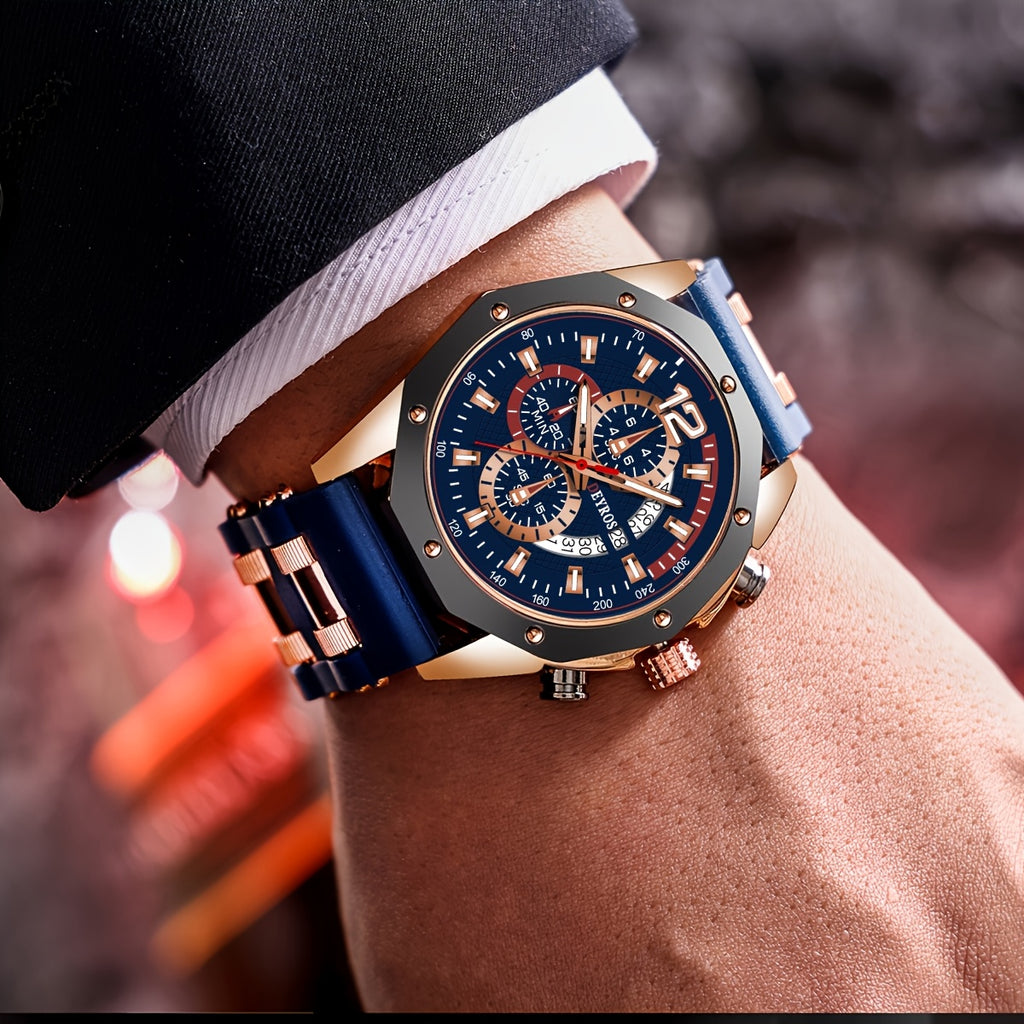 1pc Men'S Fashion Casual Quartz Watch, Silicone Strap, Date Display - Stylish Casual Wristwatch for Casual Attire, Casual Wristwatch | Sporty Watch Design | Quartz Movement, Thanksgiving, Christmas The Perfect Gift Reloj Para Hombre.