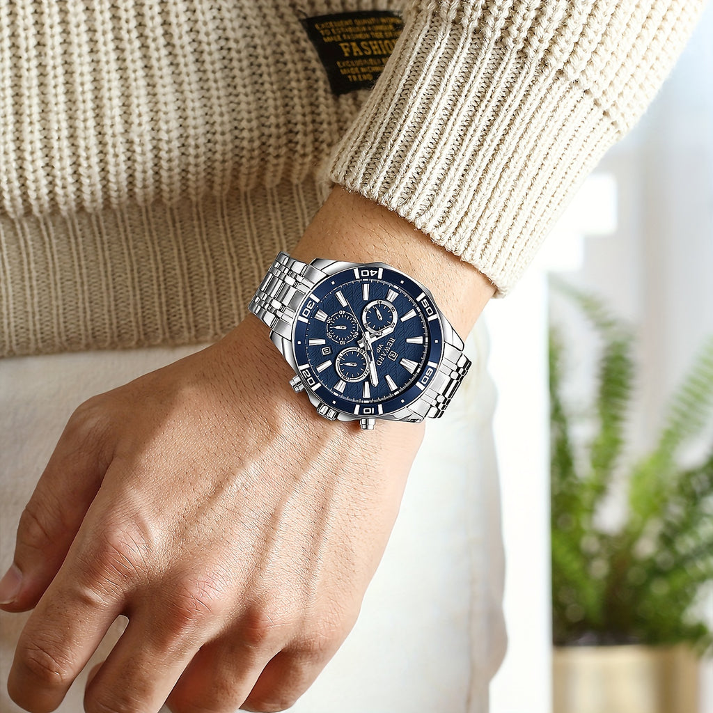 Introducing The Latest Collection of Premium Men'S Business Watches Featuring Stainless Steel, Quartz Movement, Chronograph Functions, And Luminous Displays for Sports Enthusiasts