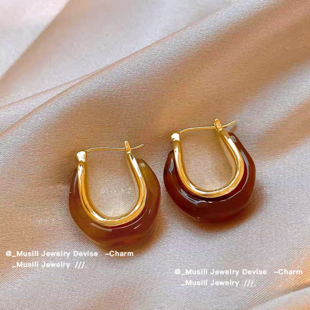 9 Pairs of Malaite Earrings, Light Luxury High-End Tiger's Eye Stud Earrings, Women's INS-Style Niche Versatile Earrings, Suitable for Daily Wear, Banquets, Parties, Multiple Styles for Different Weekly Outfits