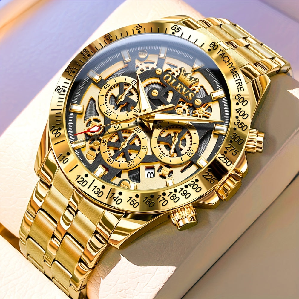 OLEVS Watch Men Stainless Steel Watches Luxury Chronograph Multifunction Men Wrist Watch with Date Business Classic Dress Watch for Men Gift for Men Reloj De Hombre