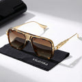 Viuirnka Classic Square Sunglasses for Men Unisex Retro UV Protection Metallic Frame Lightweight Eyewear with Sunglasses Case And Cleaning Cloth for Daily Wear And Outdoor Activities
