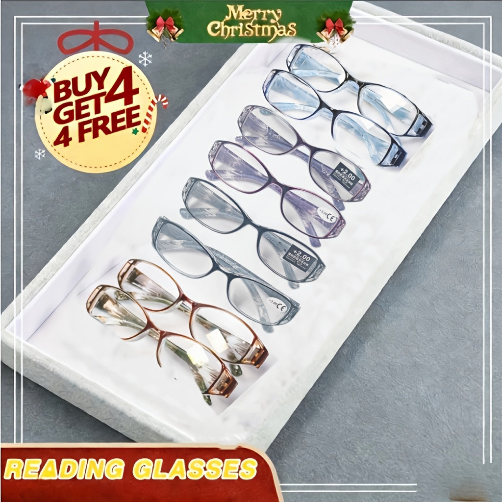 8pcs Colorful Striped Reading Glasses - Stylish & Comfortable HD Lenses, Anti-Blue Light Protection, Lightweight PC Frame, Portable Magnifying Readers for Men & Women, Daily Wear & Office Use