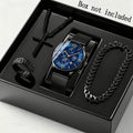 4pcs/Set Men'S Elegant Quartz Watch And Bracelet Set | Stainless Steel | Casual Watch | Business Watch | Bracelet for Men | Men'S Necklace | Date Watch for Men