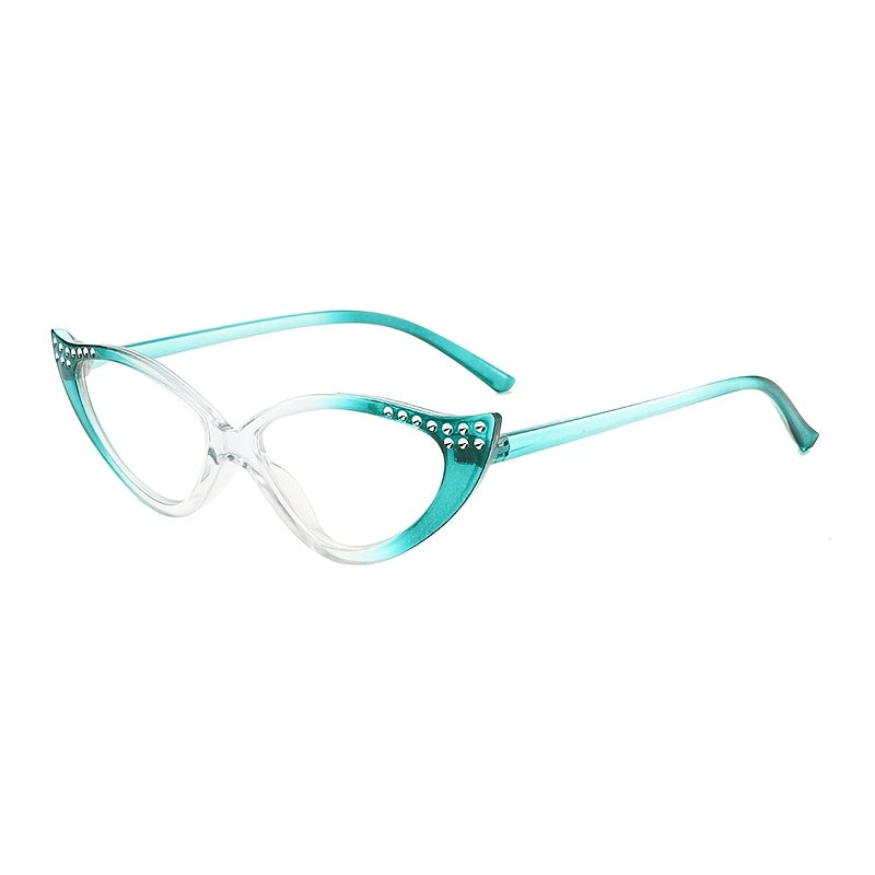 4pcs Stylish Cat Eye Reading Glasses with Rhinestone Accents - Gradient Color Frames, Durable Plastic, Metal Hinges, for Fashion-Forward Readers +1. 0 to +4. 0 Strength, Fashion Accessories|Cat Eye Design|Durable Plastic Frames, Cat Eye Glasses
