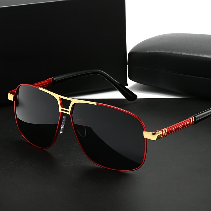 Men'S Oversized Frame Sunglasses - Black to Red Gradient TAC Lens Non-Eyewear, Full-Rim Spectacle Frames (>139Mm) for Formal & Everyday Outfits - Easy-Clean Lens Surface, Stylish Eyewear, Polished End