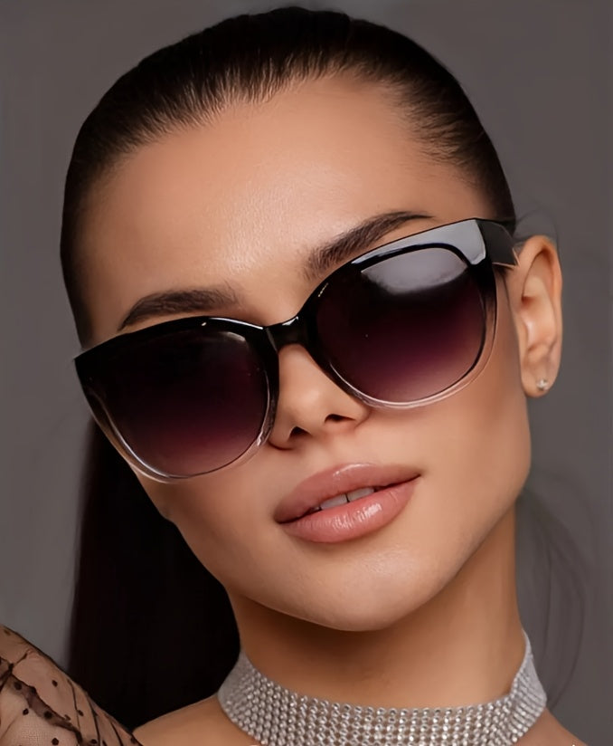 Summer Must Haves, Stylish Retro Cat Eye Oversized Gradient Fashion Glasses for Men and Women, Perfect for Beach, Vacation, Travel, and Cruise, Trendy Fashion Accessories