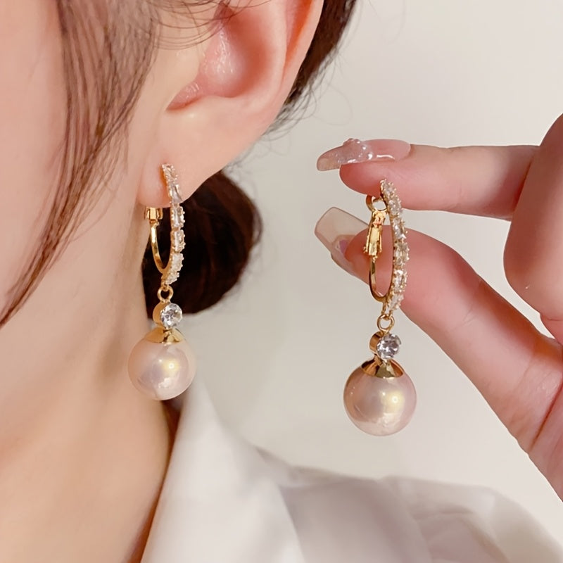 1 Pair Of Bohemian Style Sparkling Synthetic Cubic Zirconiaia Round Pendant Earrings, Suitable for Teenagers And - Stylish Geometric Design, Perfect for Banquets, Parties, Daily Festivals, Wearing Perfect Jewelry Gifts, for Teenager