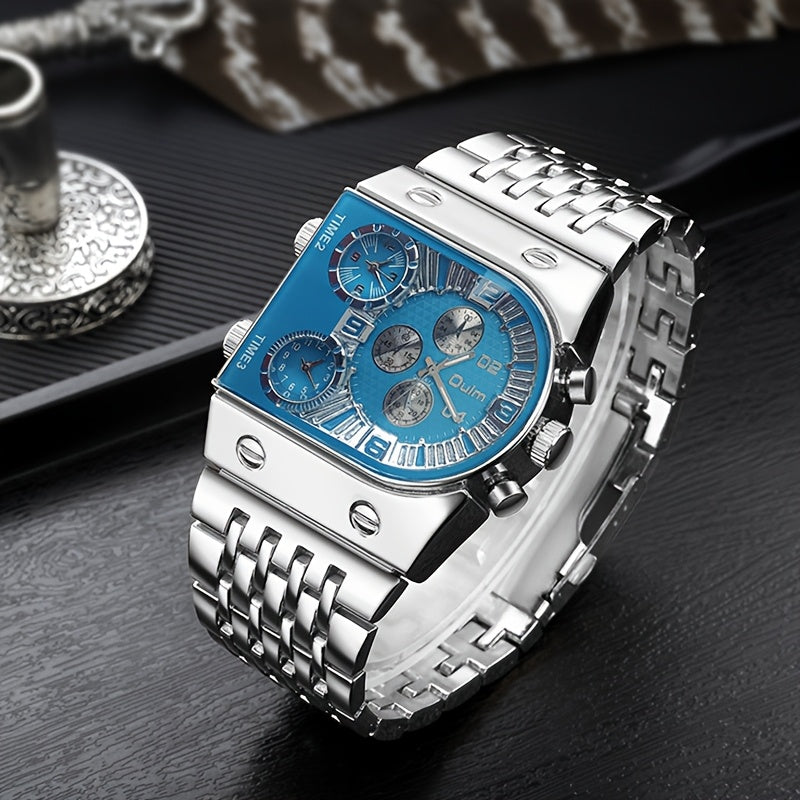 Opulent Men'S Golden Quartz Watch - Stylish Business Timekeeper Featuring Chronograph & Date Function, Alloy Band & Case, Powered by 36V Battery, Formal Attire Accessory | Refined Design | Roman Numeral Indicators