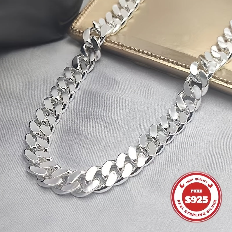 [Christmas, Halloween] S925 Sterling Silver Heavy Cuban Chain, 10mm Wide, Handcrafted Heavyweight Construction, Sturdy And Durable, Suitable for Casual Attire And Special Occasions Such As Christmas And Halloween
