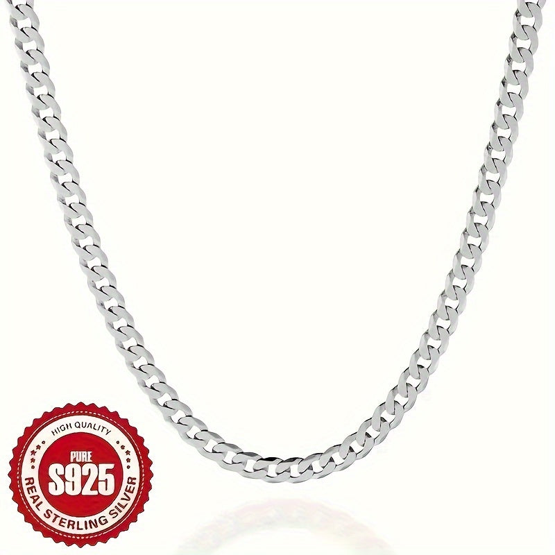 Buy two,Get one Free,Cuban Link Chain for Men Silver Chain for Men 925 Sterling Silver Necklace for Men Women Cuban Chain Necklace Silver Toned Width 4/6mm Mens Chain Necklaces 18, 20, 22, 24, Inch