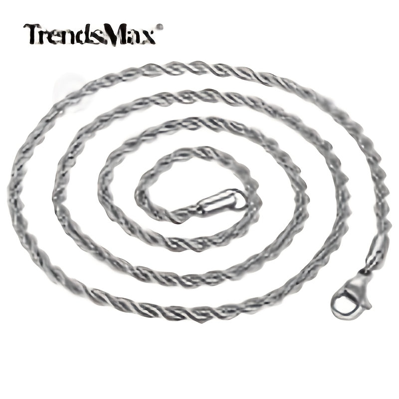 3/5/7mm Stainless Steel Rope Chain Necklace for Men & Women - 16-30 Inch Durable Unisex Jewelry Gift for Valentine's Day, Father's Day, Mardi Gras - Everyday & Party Wear, Year-Round Versatile Accessory