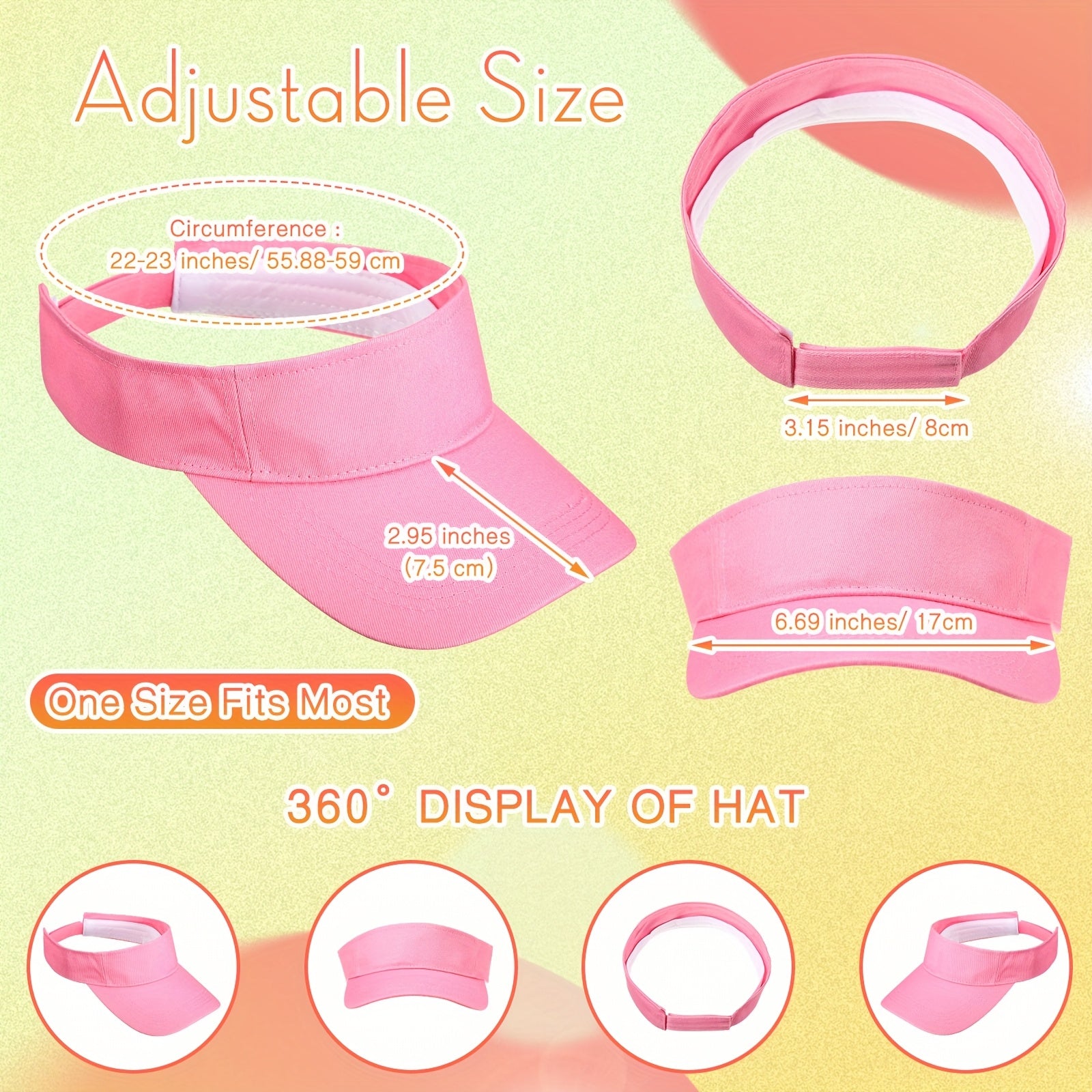 [Adjustable Sun Visor Caps] 36 Pack (Bulk) Adjustable Sun Visor Caps - Lightweight Visor, Non-Elastic Hats for Men & Women, Empty Top Design for Outdoor, Tennis, Running, Golf - Bulk Packaging for Teams/Events (Not Washable)