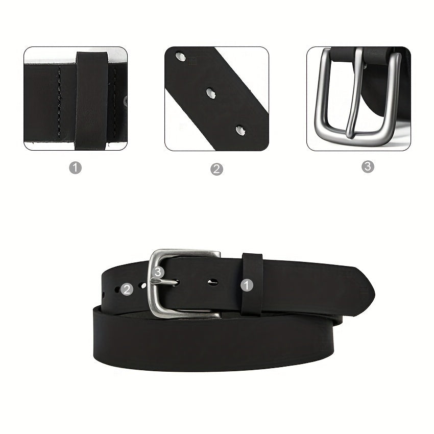 Men's Full Grain Leather Casual Every Day Jeans Belts - Handmade Leather Belt with Gift Box - For Men - Made from Full Grain Leather - Suitable for Everyday Wear - Perfect Gift for Him
