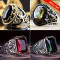 4pcs Men's Vintage Business Ring Set, Hand Carved Alloy with Shiny Synthetic Zirconia, Punk Hip-Hop Style, Ideal for Young Wearers, Young People, Wear