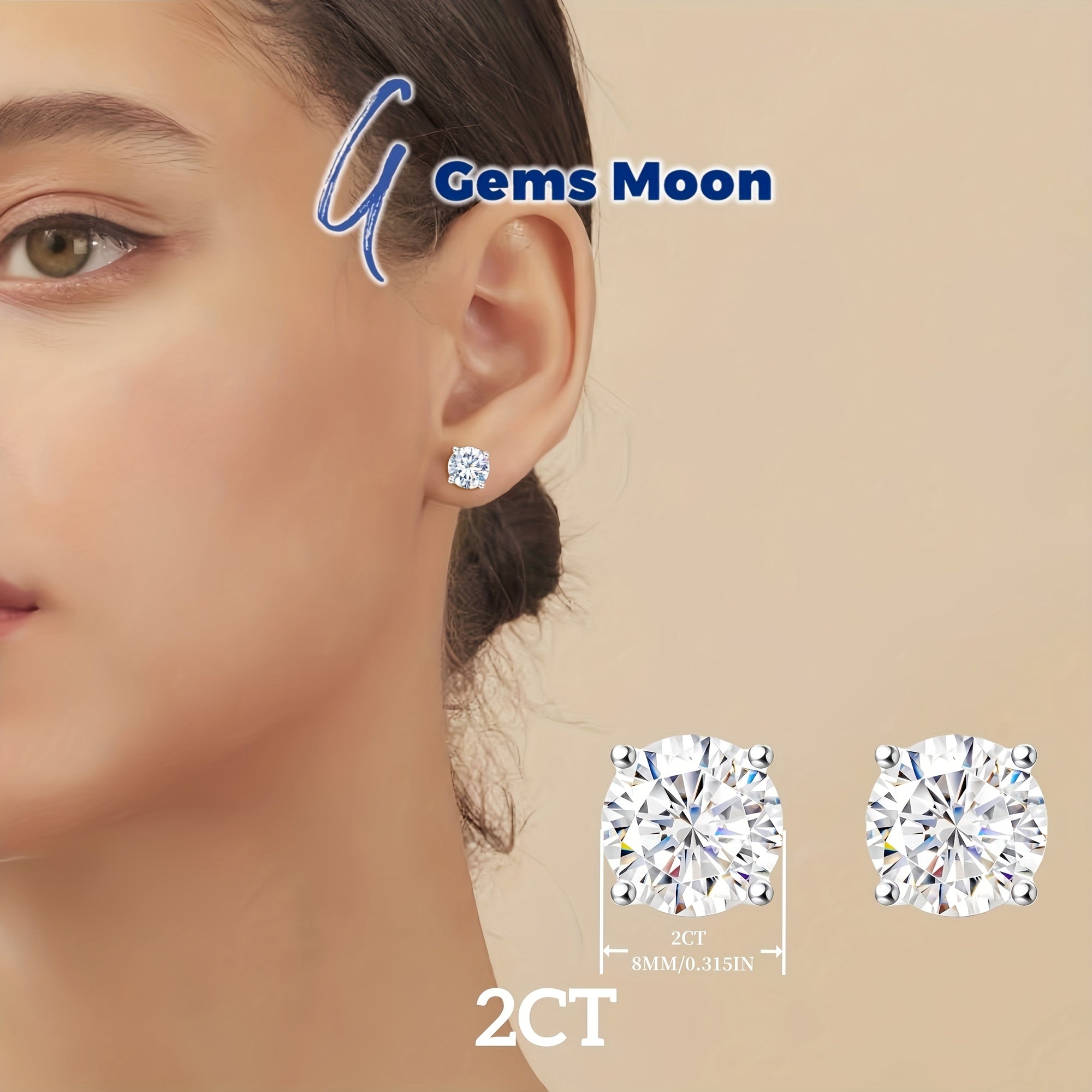 Amazing Discount! Brilliant Moissanite Hand-Set Stud Earrings, High-Quality D Color VVS1, S925 Silver, Ideal Jewelry Gifts for Valentine's Day, Birthday, with GRA Certificate, Velvet Pouch, Silver Polishing Cloth, Backs. Local Warehouse,