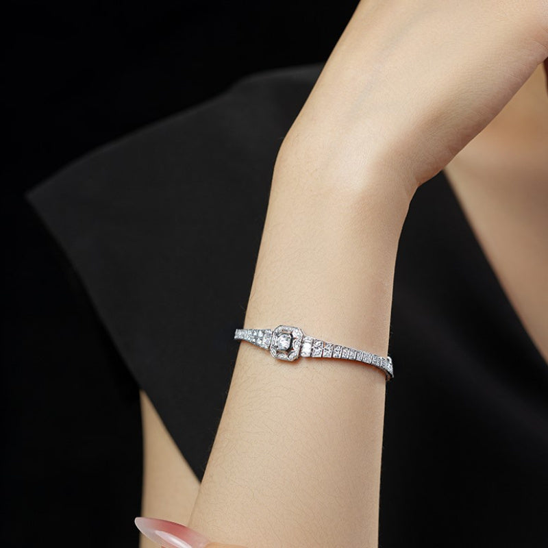 Luxury Moissanite Bracelet for Women Men, 925 Sterling Silver, Gorgeous Jewelry, Engagement Wedding Gifts for Women, Suitable for Daily Wear, Friend Couple Holiday Mother'S Day Gifts, Gift for Mom Mother Wife, Total Weight of The Product (19.55G)