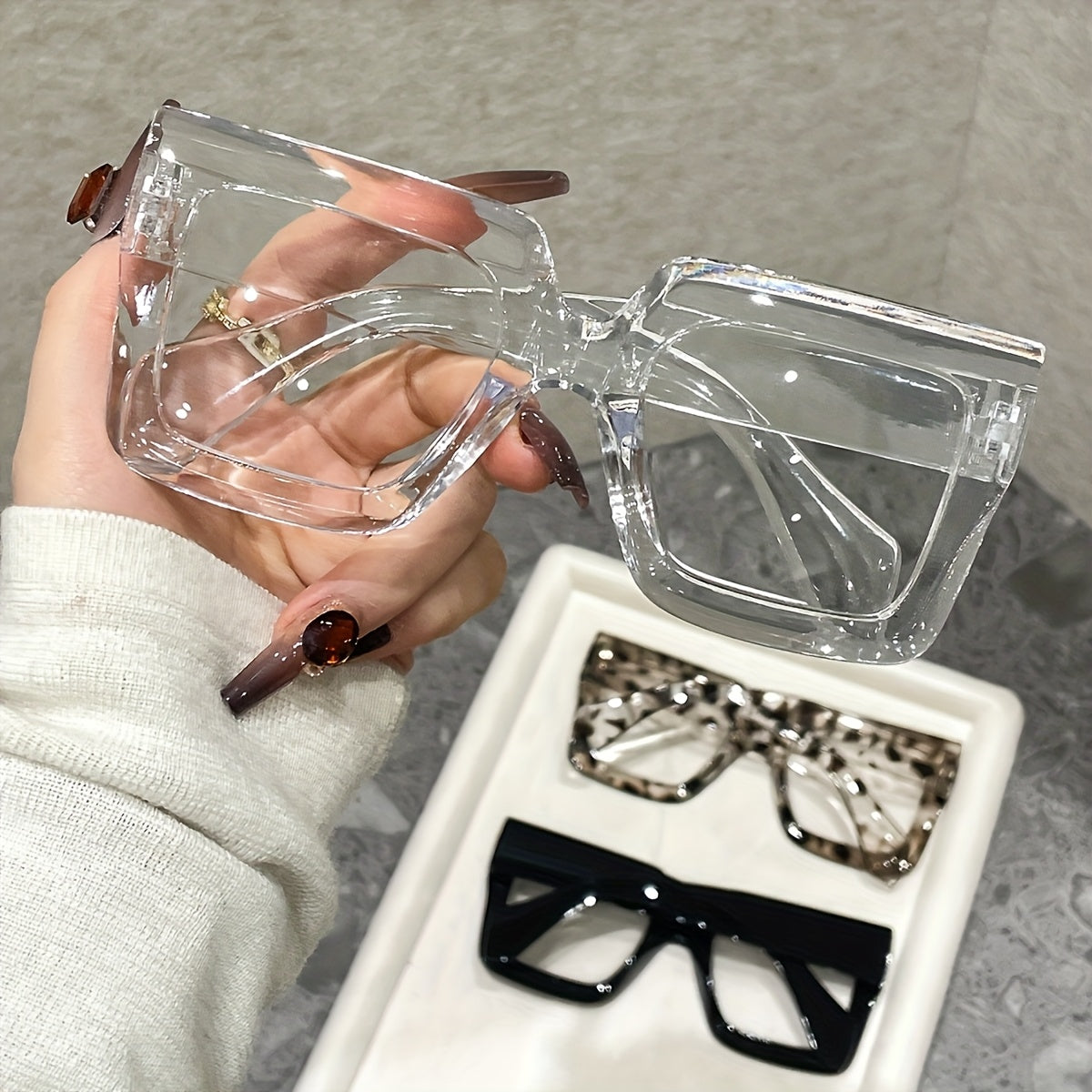 3pcs/4pcs Vintage Square Full Rim Fashion Eyewear - Polycarbonate Frames And Lenses, Clear Fashion Eyewear for Office And Everyday Use