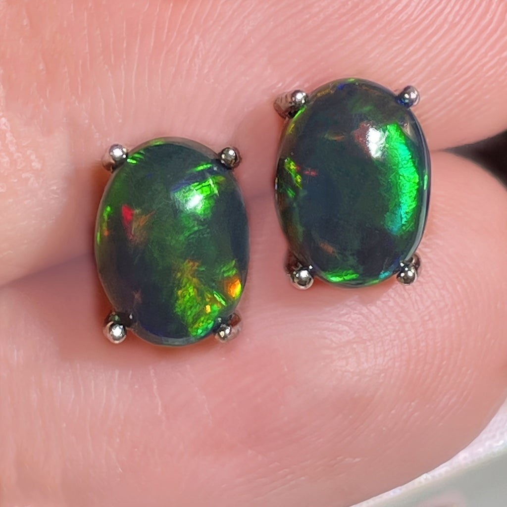 Opal Earring S925 Sterling Silver | Black Opal Jewelry, Birthday and Christmas Gifts for Her, Daily and Vacation Wear