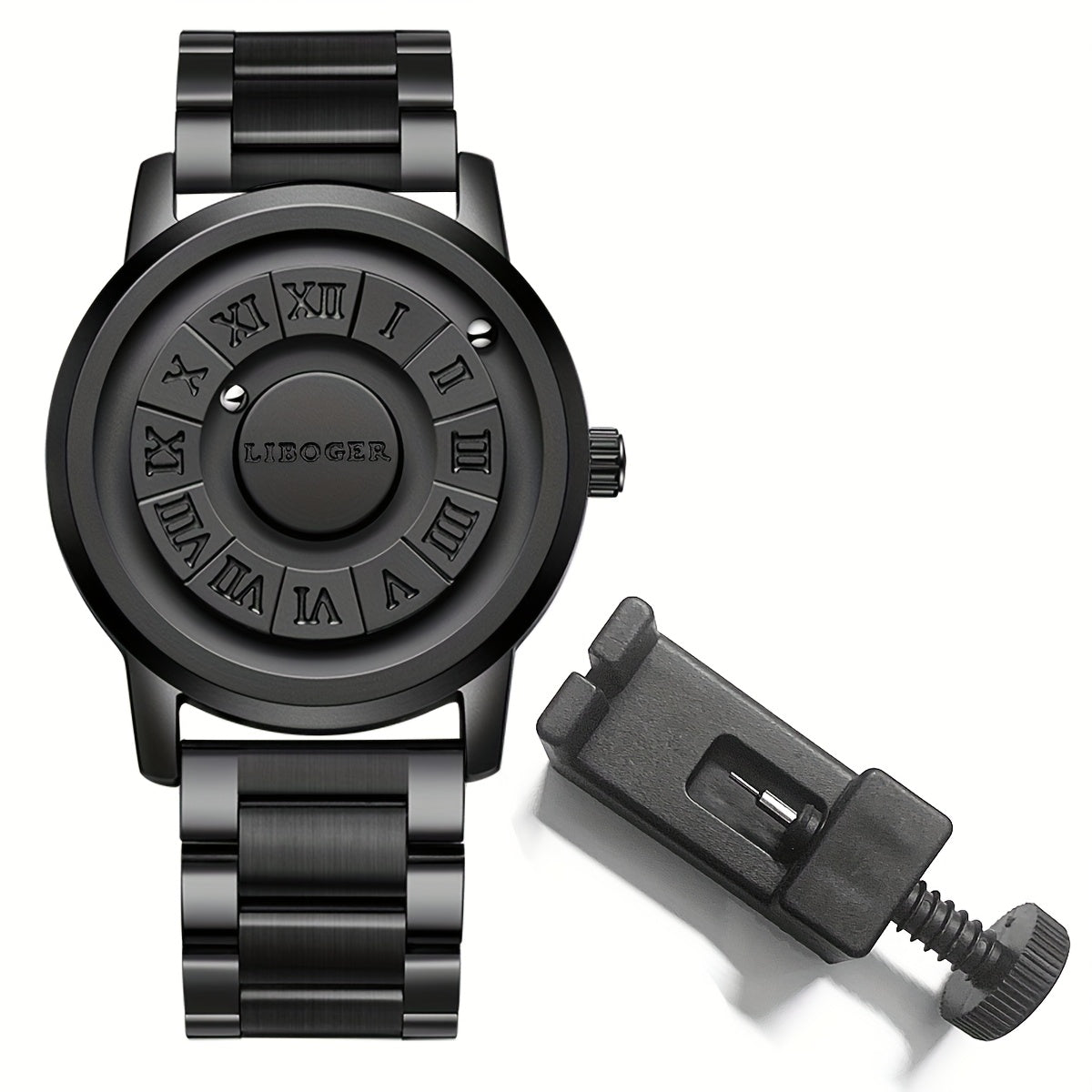 Vintage Business Men Watch Magnetic Steel Ball Hand No Mirror Touch to Read Time New Design Stainless Steel Strap Quartz Wristwatch for Male