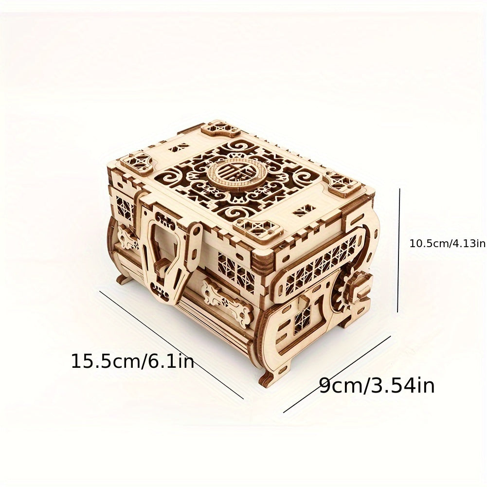 [DIY Wooden Jewelry Box] 3D Wooden Jewelry Box Puzzle - DIY Woodworking Project Suitable for &: Craft Your Own Masterpiece with Wood, Challenging Build, Elegant Storage for Jewelry, Watches & ( Achievement)