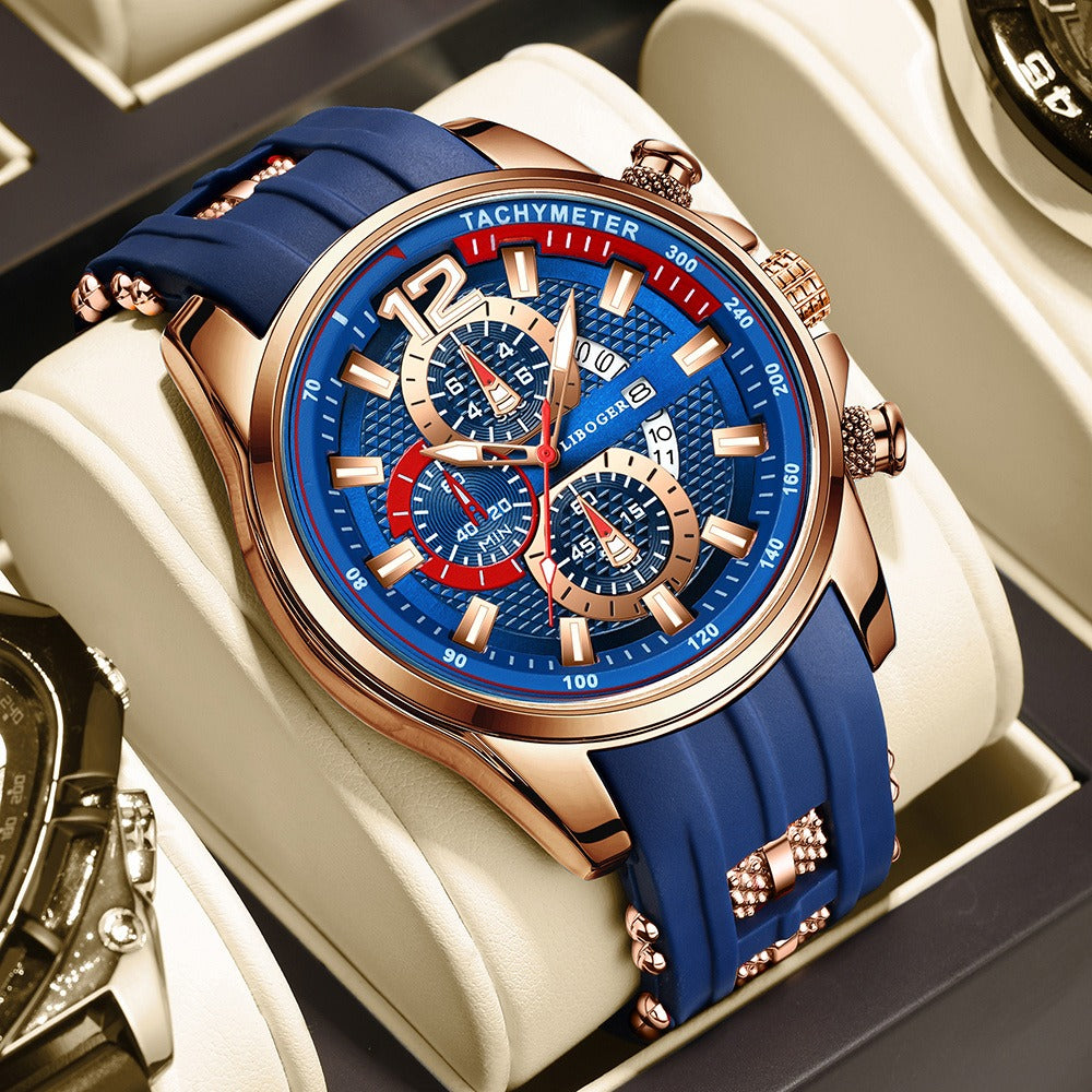 1pc Men'S Fashion Casual Quartz Watch, Silicone Strap, Date Display - Stylish Casual Wristwatch for Casual Attire, Casual Wristwatch | Sporty Watch Design | Quartz Movement, Thanksgiving, Christmas The Perfect Gift Reloj Para Hombre.