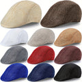11 Colors Men's Flat Cap Irish Hats Newsboy Hats for Men Cabbie Hunting Cap Weave Linen-Like Newsboy Hat 11pcs. Suitable for Men and Women