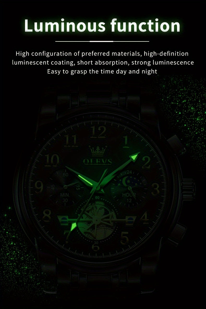 [Men's Luxury Watch] OLEVS Watches for Men Easy to Read Dress Classic with Calendar Business Dress Luxury Big Face Men Black Watch Waterproof Luminous Mens Wrist Watch Stainless Steel Watch Relojes De Hombre Blue/Black/White/Golden Dial