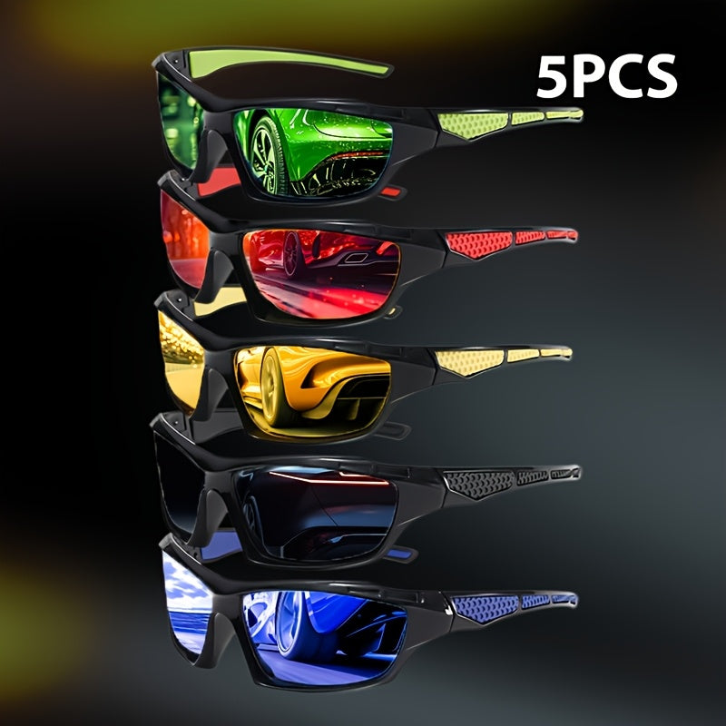 VIOLA MAG 5pcs Polarized, Men's Wrap Around Rectangular Protective Bicycle Driving Gl