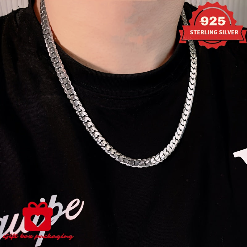 925 Sterling Silver Snake Bone Necklace, Handmade, Suitable For Men And Women, Gift For Her/mom/girlfriend, Christmas, Valentine'S Day, Birthday, Gift Box Packaging, Buy Three Get One Free, Total Weight Of The Product(Silvery Gram Weight 6.25g)