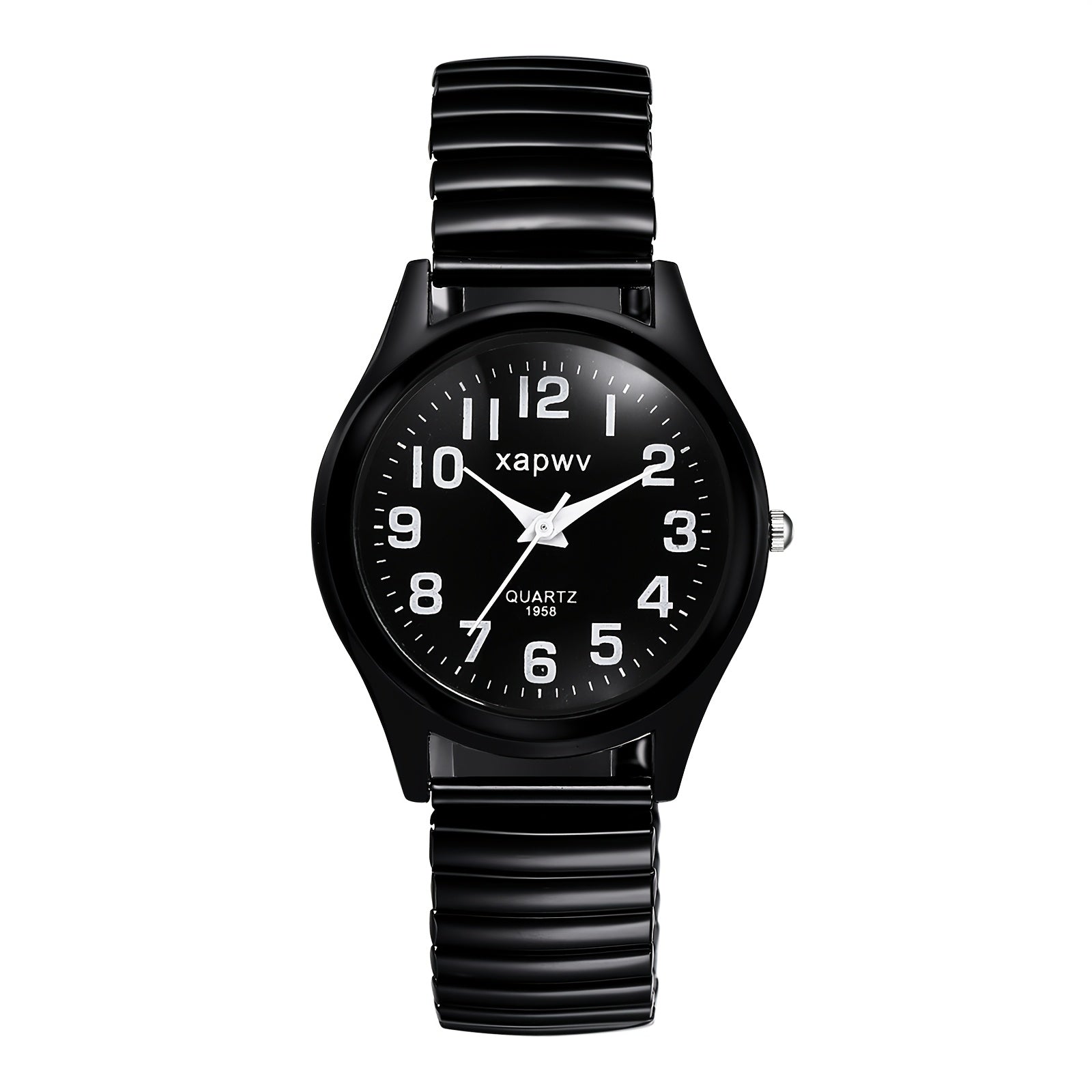 Men's Analog Quartz Elastic Watch, Senior Citizen Stretch Wristwatch, Round Case, Expandable Strap, Large Arabic Numerals Scale Dial, Clear And Easy to Read, Easy to Wear, Suitable for Casual Business Wear, Christmas Birthday Anniversary Gift
