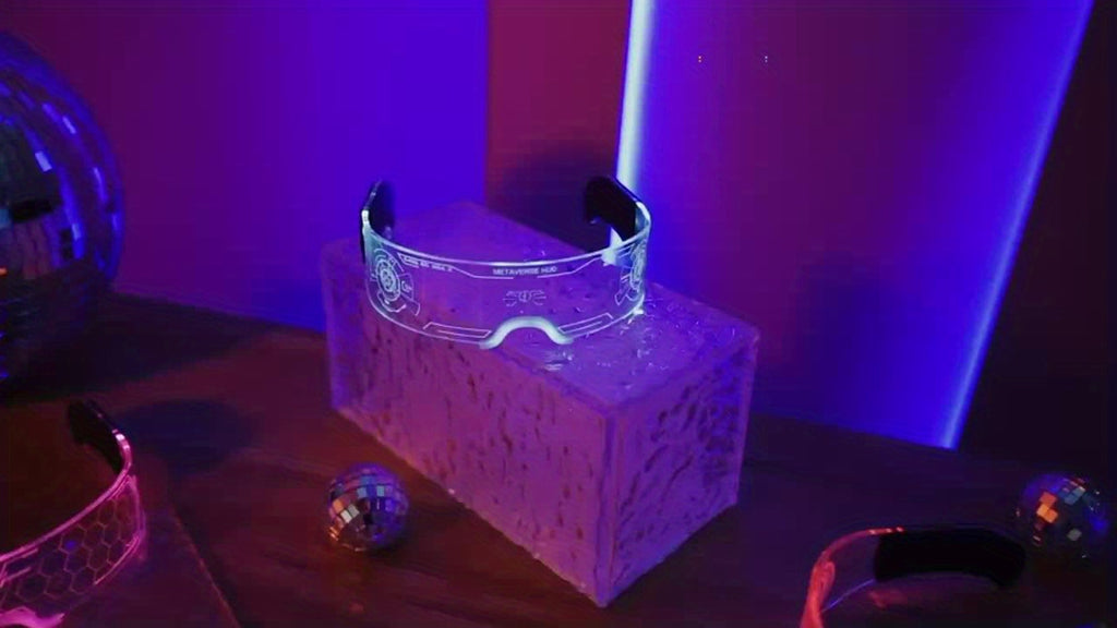 2 Pairs LED Visor Glasses 7 Colors Futuristic Glasses 4 Modes Light Up Glasses Honeycomb Luminous Glasses for Adults
