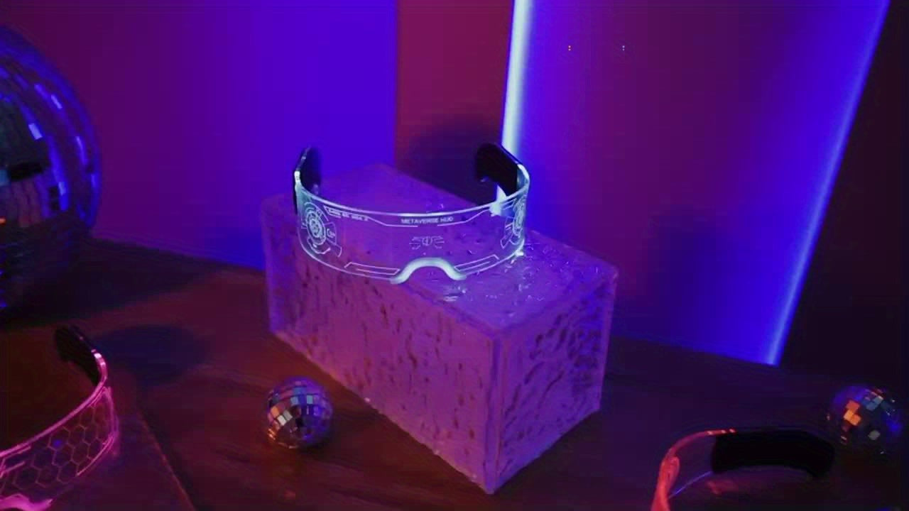 2 Pairs LED Visor Glasses 7 Colors Futuristic Glasses 4 Modes Light Up Glasses Honeycomb Luminous Glasses for Adults
