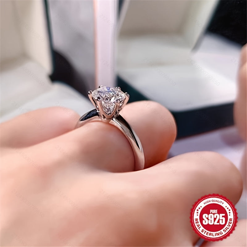 1 Exquisite 925 Sterling Silver 2-carat Ring - Timeless Design, Durable, Hypoallergenic, Comfortable, Perfect For Daily Wear - Ideal Birthday, Anniversary, New Year, Halloween, Christmas Gift, Comes With A Gift Bag