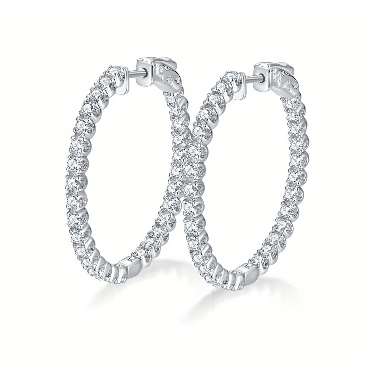 [Elegant Moissanite Earrings] Elegant Moissanite Hoop Earrings| 925 Silver, 2.2g Silver Weight, Anniversary Gift, Holiday Present, Total Weight Of The Product (6.48g)