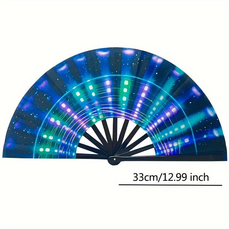13-Inch Glow Party Fan - Extremely Bright Blue Neon Glow, Water-Resistant Material, Great for Evening Events, Disco Gatherings, And Big Celebrations, Perfect Fashion Gift for Both Men And Women
