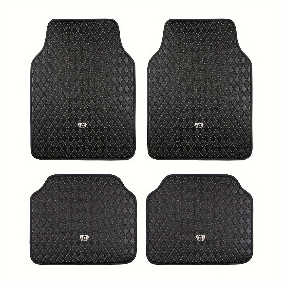 Red Black PVC Embroidery Inlaid Glitter Glowing Crown Artificial Rhinestone Car Foot Pad Easy To Clean Unisex