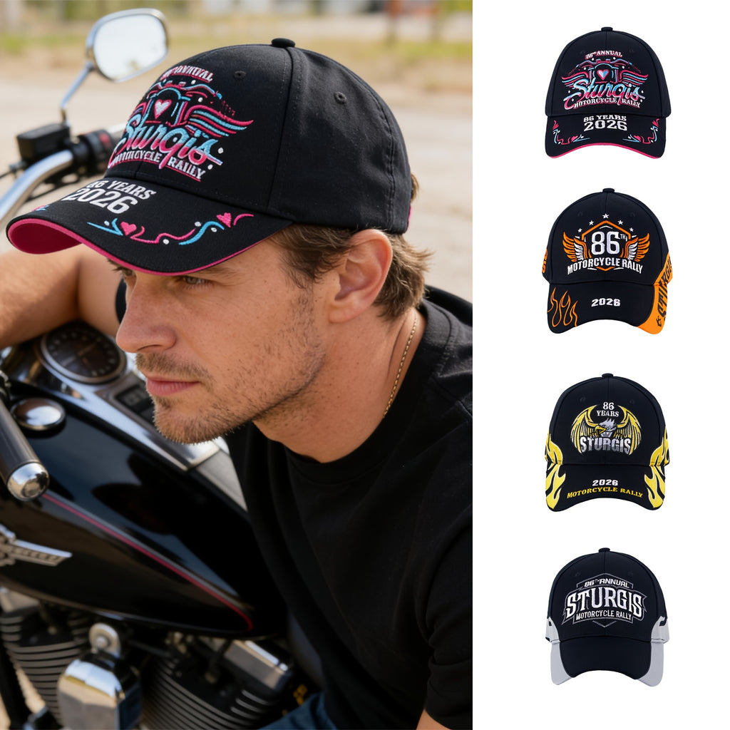 Sturgis 2026 Embroidered Souvenir Cap: A Comfortable, Adjustable Hat for The 86Th Motorcycle Rally, Perfect Gift for Bikers