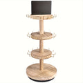 [Jewelry Tower Organizer] 3-Tier Large Capacity Wooden Jewelry Tower Organizer with Multi-Tier Bracelet And Necklace Shelves Rotating Display Rack for Dressers And Counters