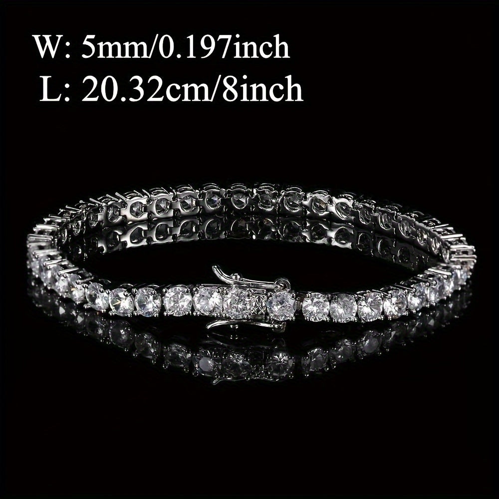 New Fashion Men's Tennis Necklace Bracelet Set 5.0mm Round Synthetic Synthetic Zirconia Cut Faux for Men