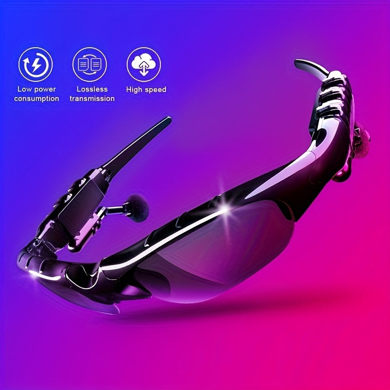 Wireless Wireless Glasses Headset, Support Hands-Free Calling And Music, Smart Glasses with Plastic Open Design, Volume Control Buttons, Built-In Capacitive Microphone, USB Charging, 30 Mah Rechargeable Polymer Battery, Compatible with