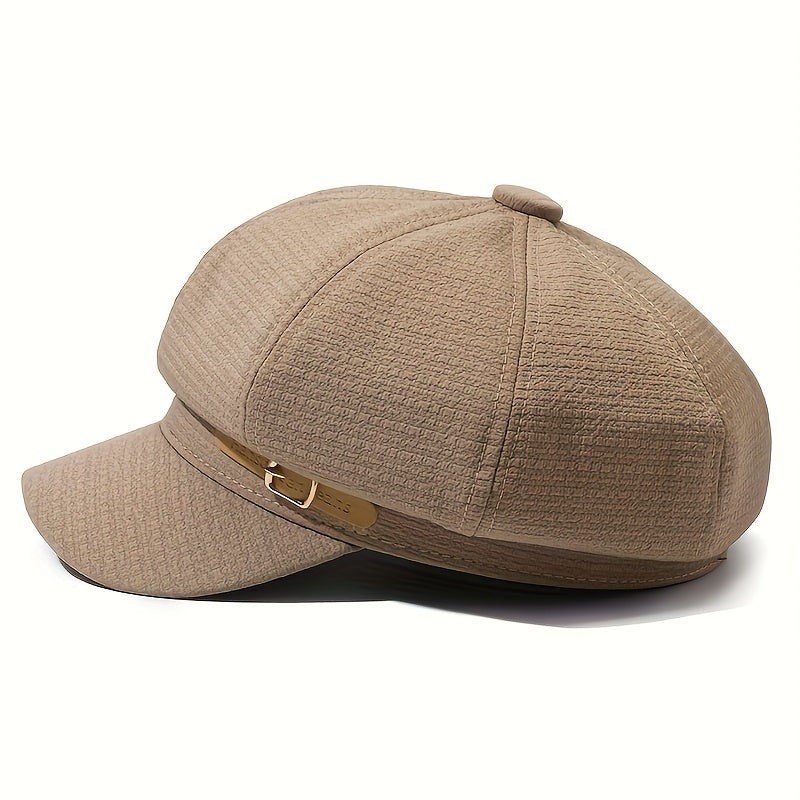 Chic And Adaptable Solid Color Newsboy Cap for Women, a Stylish Artist Hat Suitable for Any Season, Featuring a Short Brim, Perfect As a Gift