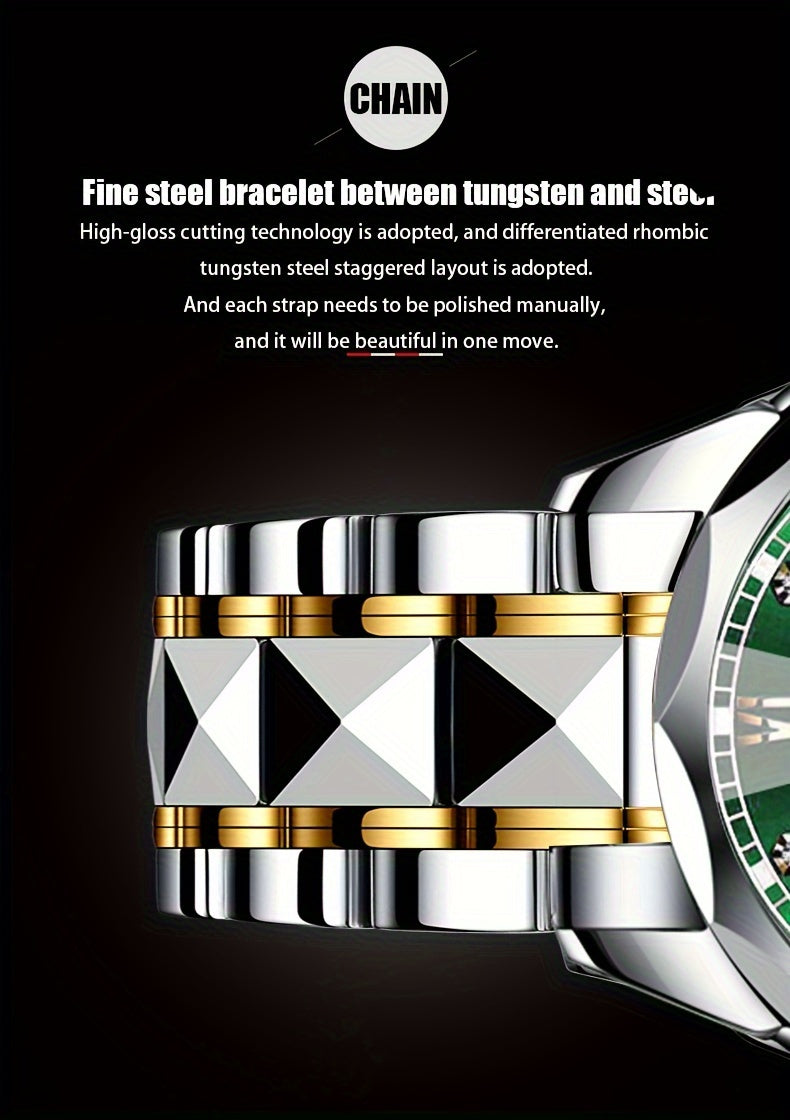 Quartz Watch Luxury Sports Stainless Steel Luminous with Calendar Day Men's Watch Men's Gift Watch Timepiece