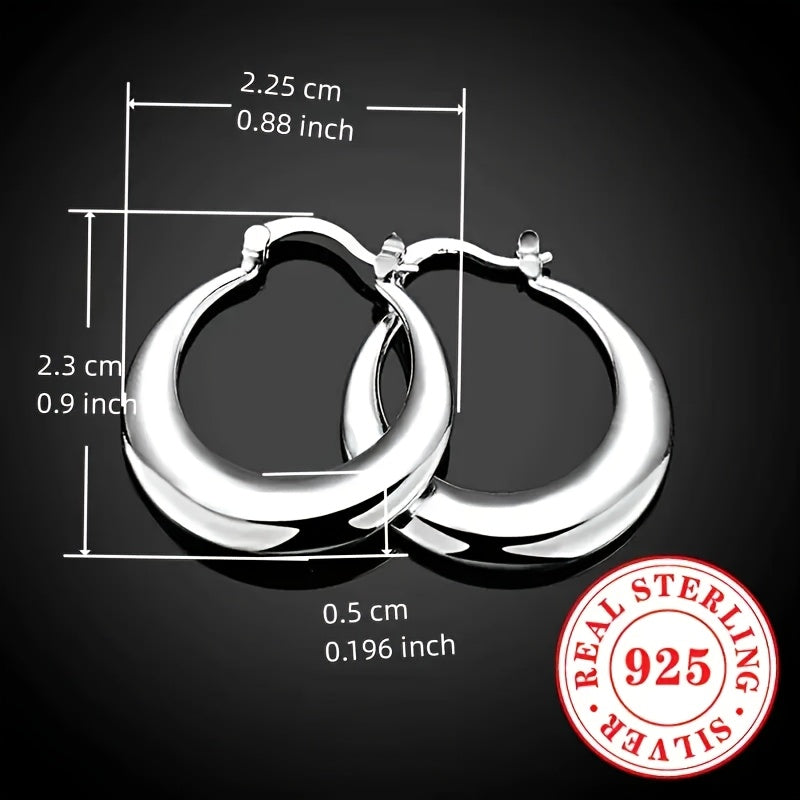 Exquisite 925 Silvery Hoop Earrings - Hypoallergenic, Elegant, And Sexy Accessories with Durable Design, Perfect for Women, Ramadan Holiday, And All Seasons, Suitable for Sensitive Skin