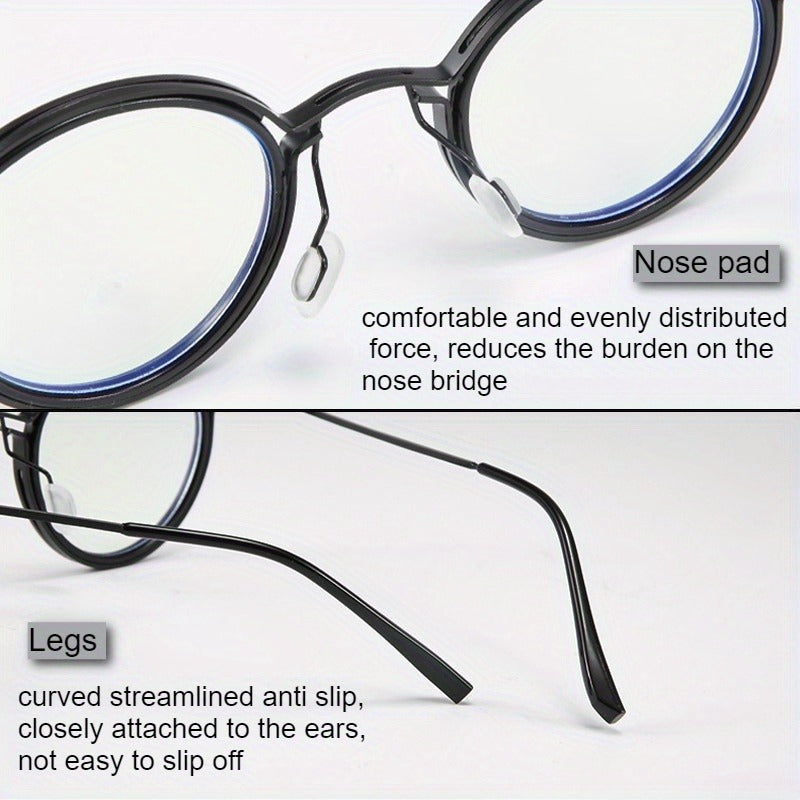 A Set of Retro Black Circular Metal Reading Spectacles, High-Definition Lenses with a Case, Unisex Traditional Metal Design, Available in +1.00 to +4.00 Diopters, Glare-Reducing Lenses, Protection for Computer Use, Without Battery