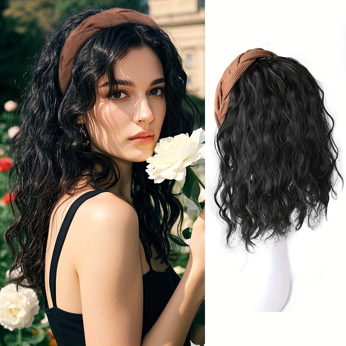 Costume Fake Hair Band One Water Ripple Half Set Synthetic Wig Light Breathable Roll Hair Patch Suitable for Daily Wear, Costume Wigs, Wigs for Cosplay, Wigs for Halloween