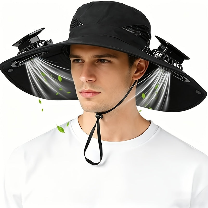 Solar-Powered Cooling Hat with Sun Protection, Featuring a Three-Speed Adjustable Fan Cap. A Beach Hat, a Sun Hat, Suitable for Both Men And Women, Ideal for Beach Camping