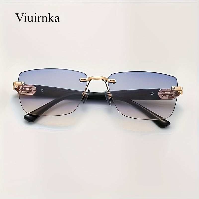 VIUIRNKA Women's Fashion Glasses, Trendy Square Frameless Design Unisex Fashion Protective Eyewear with Clear Vision, Perfect for Vacation Travel Cruise, Outdoor Activities and Daily Wear Top Choice Ideal for Halloween and Christmas Gifts
