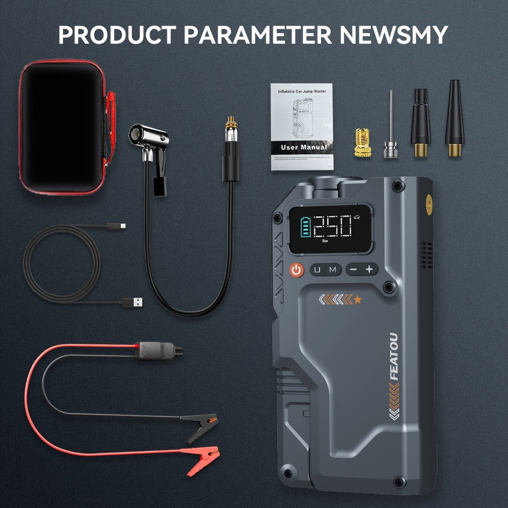 6000A Jump Starter with Air Compressor, 7in 1 Function Jump Box 150PSI Jump Starter Battery Pack with Digital Tire Inflator, Car Battery Charger Portable for 2.64gal Gas Or2.38gal Diesel Battery Charger, Car Jumper Starter Portable, 6000A& 8000A