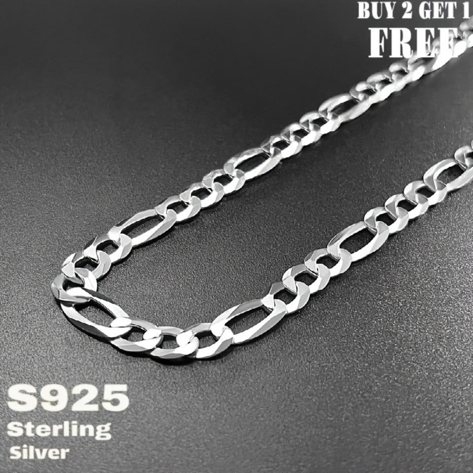 Silvery Jewelry Special, 925 Silver Rough Figaro Necklaces Buy 2 Get 1 Free And Comes With A Beautiful Gift Box, Fashionable And Versatile, Men'S Necklace, Women'S Necklace, You Can Give It For Your Own Use, The Perfect Gift.